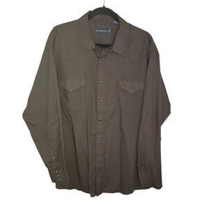 Panhandle Slim Men's Brown Pearl Snap Shirt Size Xl (17.5-36)